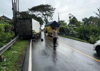 Cegah Kemacetan, Polsek Selemadeg Barat Tanggap Atasi Truk Mogok di Jalur Denpasar–Gilimanuk