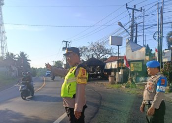 Kanit Provost Polsek Seltim Tinjau Kesiapan Personel di Pos Pam Simpang TAC Megati